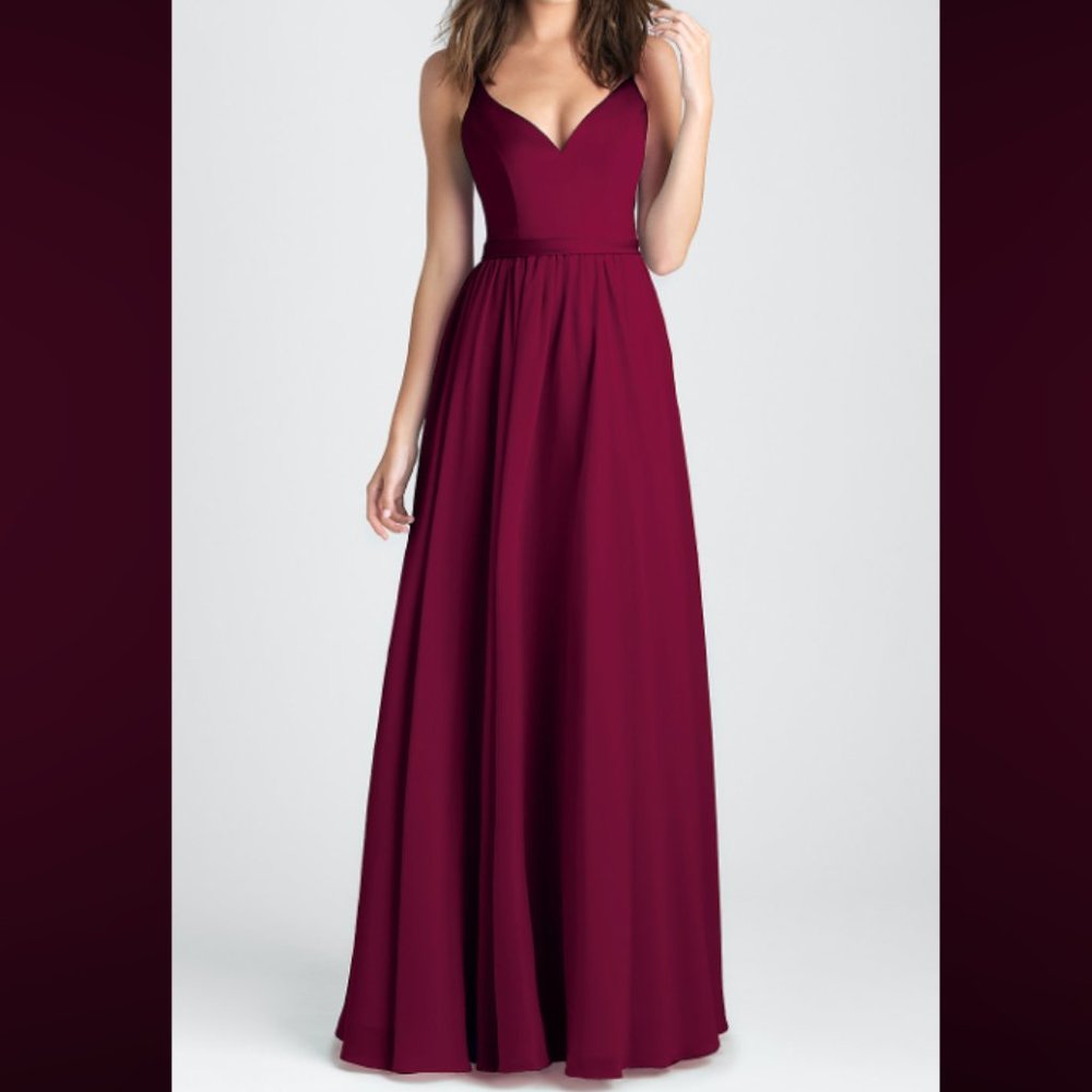 Allure Bridesmaids A-Line Burgundy Prom Dress